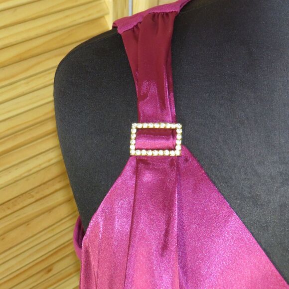 Lane Bryant Plum Satin + Mesh Jeweled CZ Detail Sleeveless Blouse Plus 18-20 - Picture 4 of 10